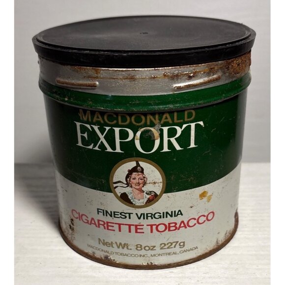Vitg Macdonald Export Cigarette Tobacco Tin Can Rust Patina No Tin Lid Canada - Picture 3 of 8